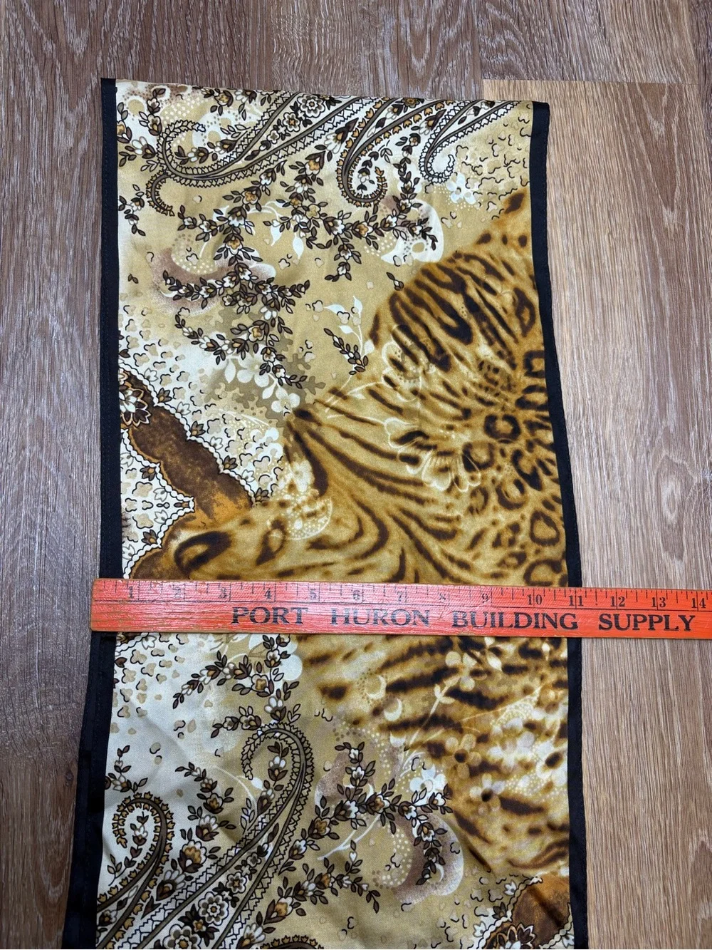 Adrienne Landau Gold and Black Animal Print Silk-Feel Scarf